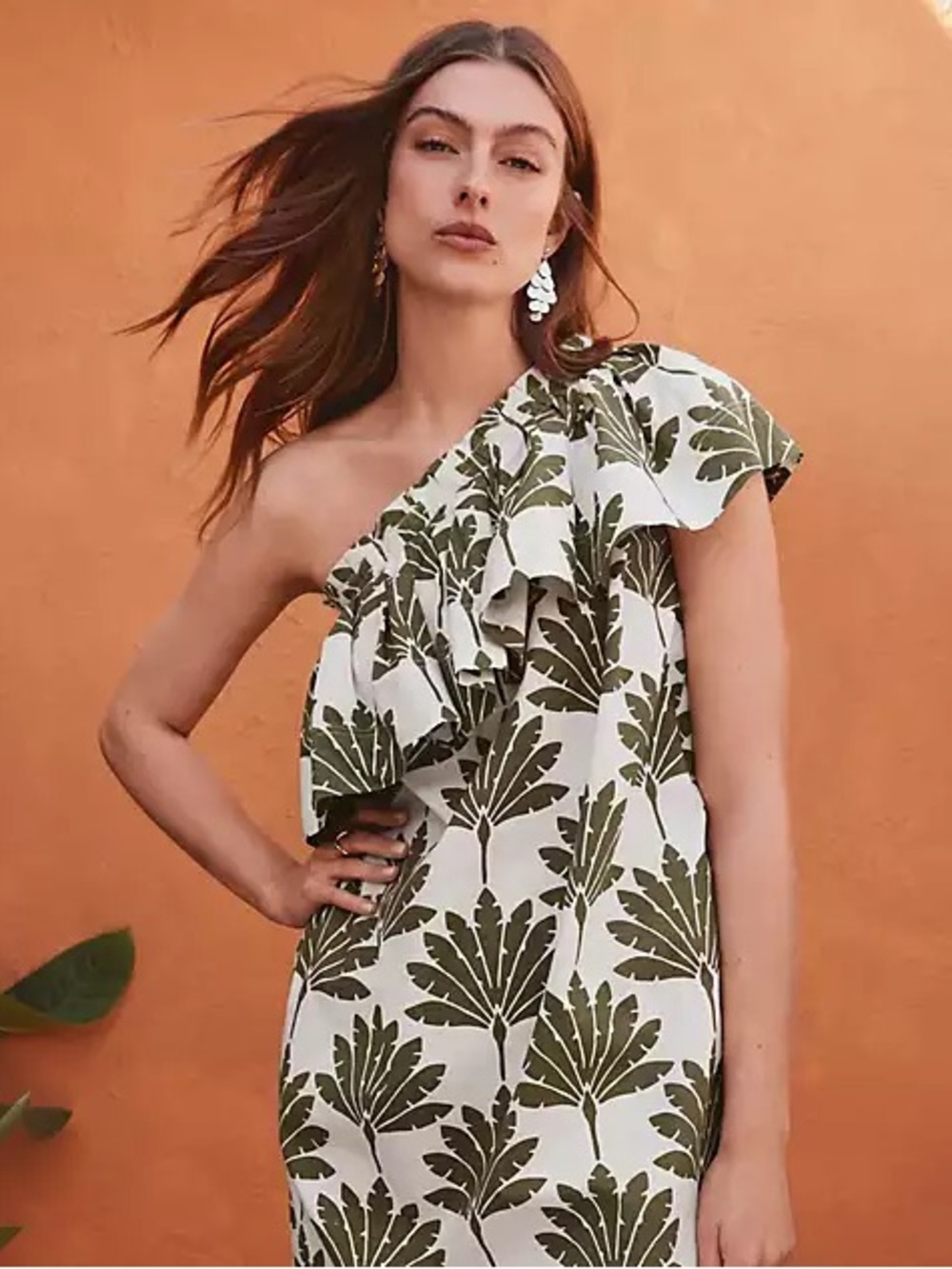 NWT LOFT Palm One Shoulder Mini Dress